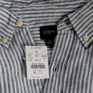 J. Crew Navy and White Striped Casual Shirt